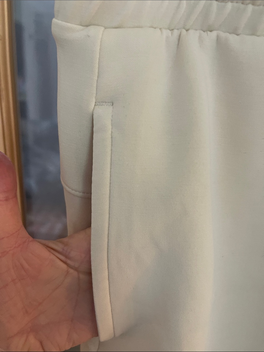 151. Cream Drawstring Women's Shorts - Picture 4 of 5